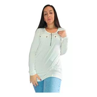 Blusa Mujer Manga Larga Informal Cierre Talle Especial