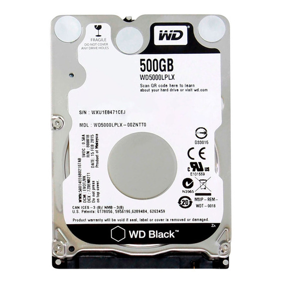 Disco duro interno Western Digital WD Black WD5000LPLX 500GB negro