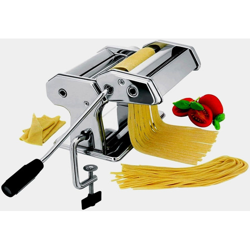 Maquina De Pastas 2en1 + Fideos + Sobadora Estira Masa Acero Color Plateado
