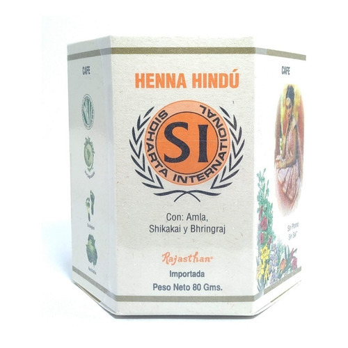 Kit Tintura permanente Sidharta International  Tinte Natural Henna Hindú tono café