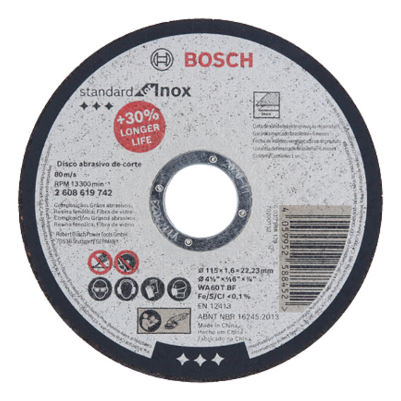 Disco Corte Para Metal 115x1,6x22,23mm Bosch