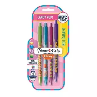 Kit Canetas Esf. Km 100 Rt Pop Candy 1.0mm C/4 Paper Mate Cor Da Tinta Sortidas Cor Do Exterior Sortido