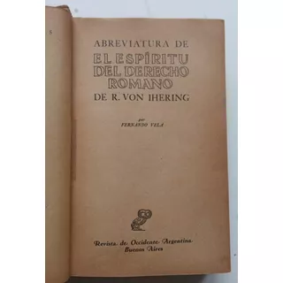 Abreviatura De Espíritu D Derecho Romano De R. Von Ihering.