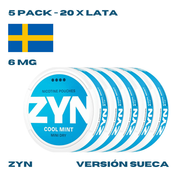 5pack - Zyn | 6mg | 20 Pzas | Mini Dry | Cool Mint