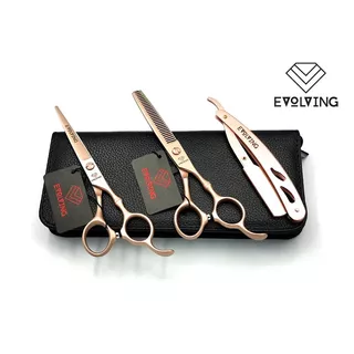 Set Tijeras Rose Gold 6 Pulgadas Barbero Estilista Evolving