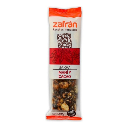 Barra De Cereal Mani Y Cacao Zafran X 28 Gr. X 12 Unidades