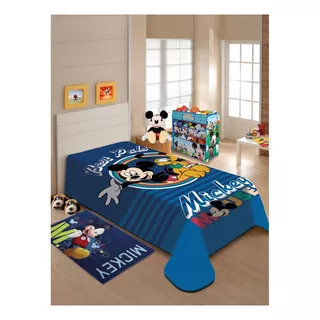 Cobertor Jolitex Ternille Licenciados Raschel Cor Azul Com Design Mickey