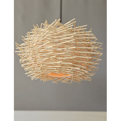 Colgante Nest 1 Luz Caña De Bambu Apto Led Deco Moderno Cie
