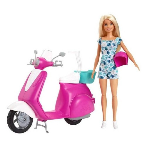 Muñeca Barbie con moto y patinete - Mattel