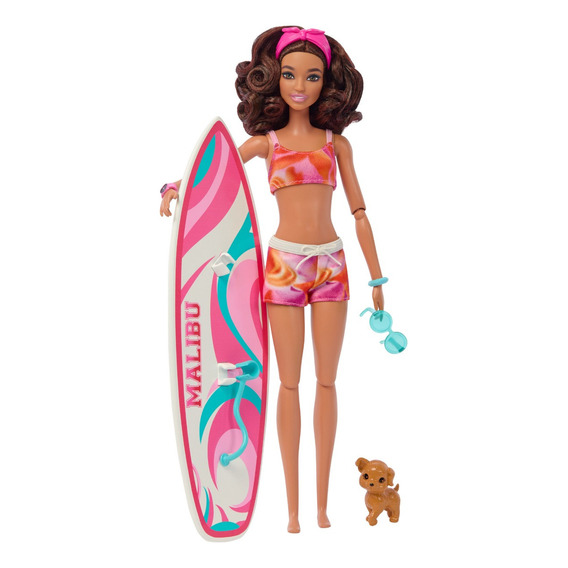 Barbie La Película Muñeca Día De Surf Mascota Y Accesorios