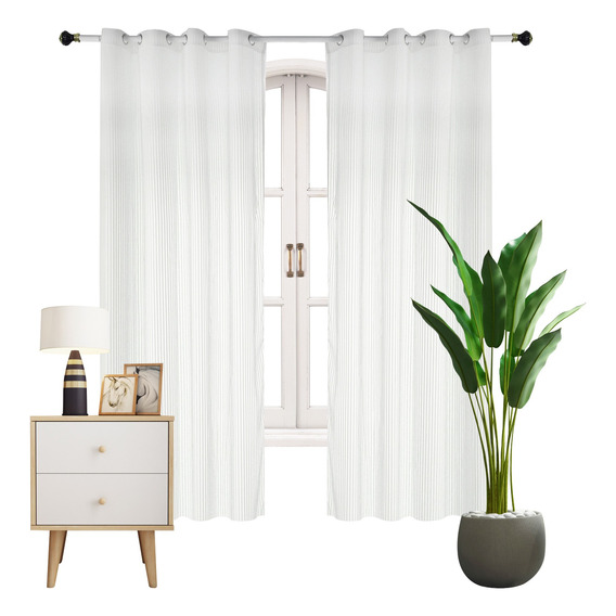 Cortinas Translucidas Blanca Persianas 132x213cm 2 Paneles