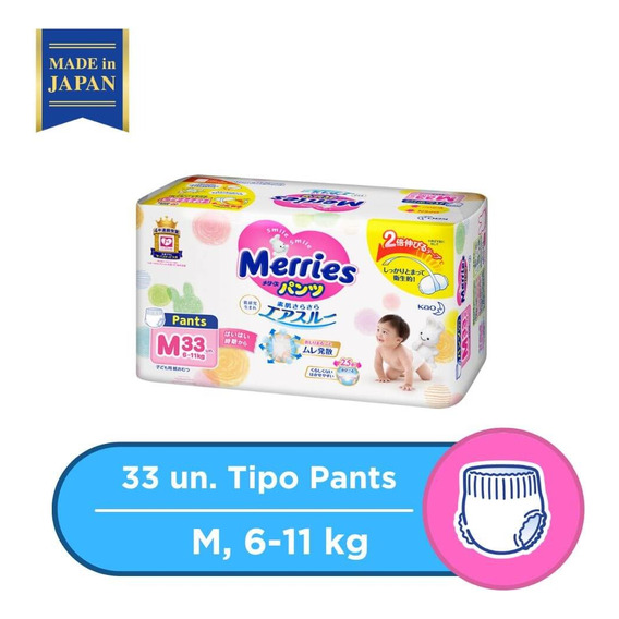 Pañales Desechables Merries Tipo Pants M 33u (6-11 Kg)