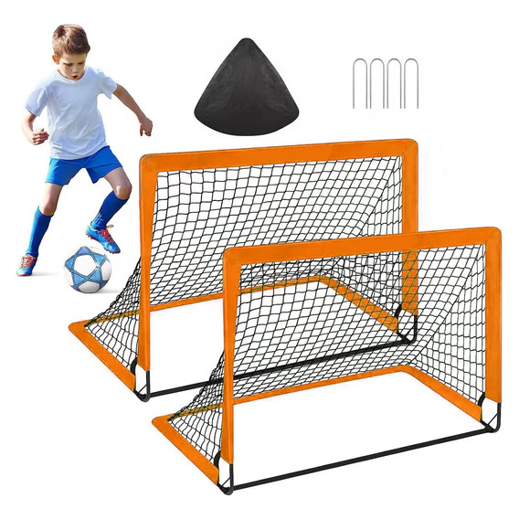 Kit 2 Porterías Fútbol Para Niños Plegables C/bolsa 120×90cm