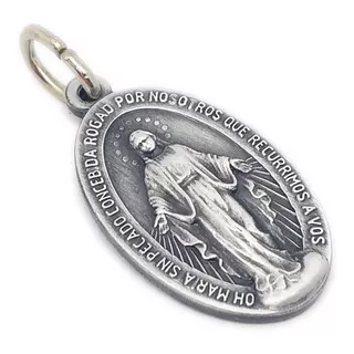 Medalla Virgen Milagrosa - Doble Cara - Cadena -  28mm / Al