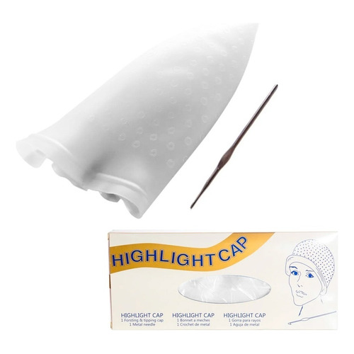 Highlight Cap Gorro Para Mechas Peluquería + Aguja Para Pelo Color Blanco