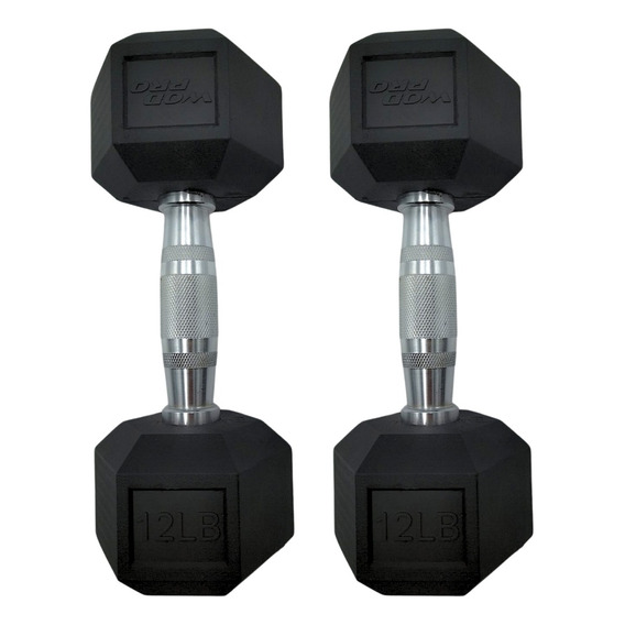 Mancuernas Hexagonales Cromadas Par 12 Libras Crossfit Gym