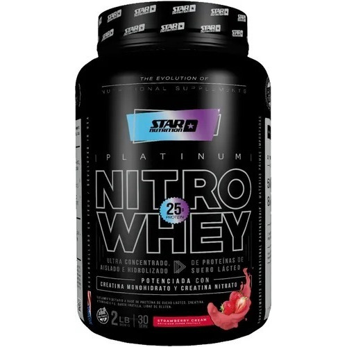 Nitro Whey 2 Lb Proteina Aminoacidos Star Nutrition Sabor Frutilla A La Crema