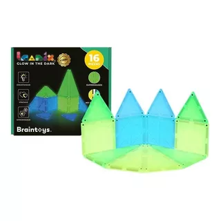 Juego Magnético Braintoys Imanix Glow In The Dark 16 Piezas