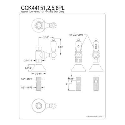 Kingston Brass Cck44158pl Trimscape - Válvula De Parada Rect