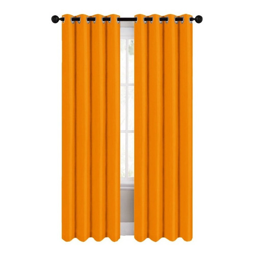 Cortinas Blackout 274cm Ancho X 213cm De Largo En 2 Paneles Color Naranja