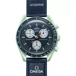 Reloj Swatch Omega Moonswatch Earth Boleta Color De La Correa Azul Color Del Bisel Azul Color Del Fondo Azul