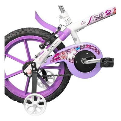 Bicicleta Aro 16 Infantil Track Pinky Branco Com Lilás