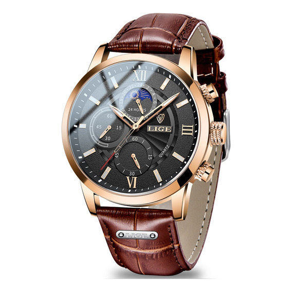 Reloj Hombre Acero Cuero Resistente Agua Moda Man Watches