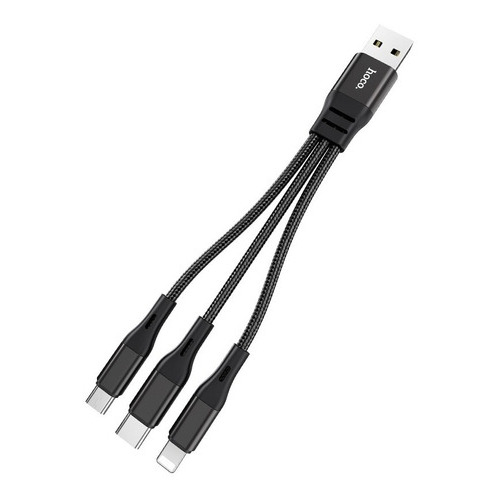 Cable De Carga 3 En 1 Usb A Micro Tipo-c Para iPhone 0.25 M Color Negro