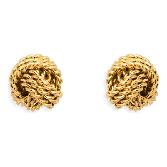 Aretes Nudo Tejido Joyeria Artesanal Mexicana Baño Oro 14k