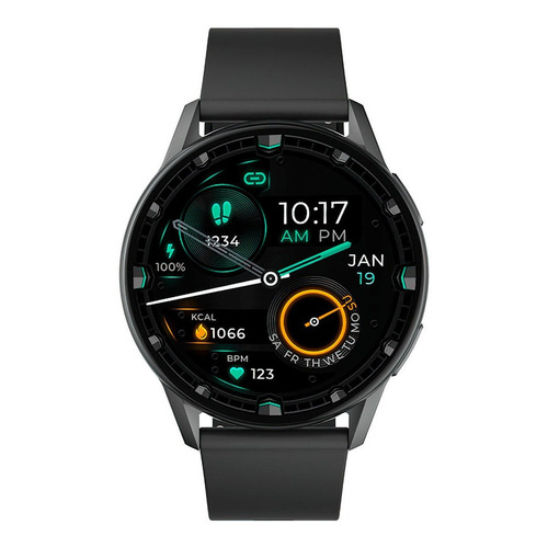 Smartwatch Kieslect K10 1.32" caja 45.7mm de  metal  negra, malla  negra de  silicona