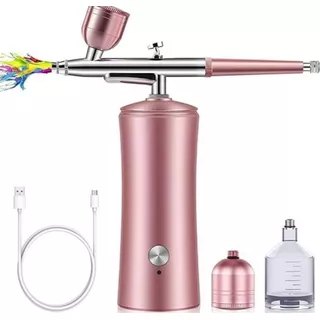 Kit Aerógrafo Sml Mini Compresor Belleza Portátil Eléctrico Color Rosa