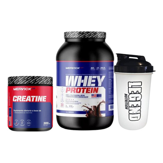 Mervicklab Whey Protein Chocolate 1kg Creatina Monohidratada 300gr Y Vaso Legend 600cc