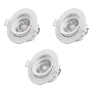 Pack X3 Foco Led Embutido Redondo Aro Móvil 7w 220v Luz Fria