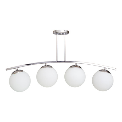 Plafon 4 Luces Barral Curvo Elyn Cromo Globo Opal 15cm E27