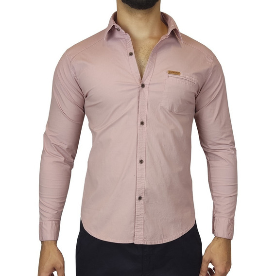 Camisa Manga Larga Drill Hombre - Rosado