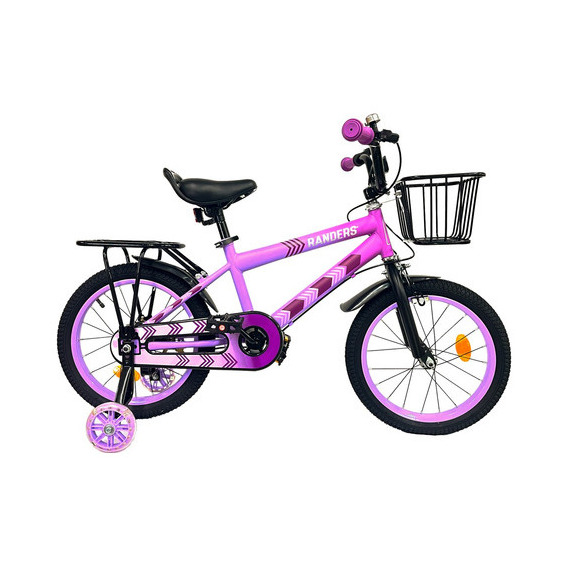 Bicicleta Infantil Randers Randers R16 Rueditas Con Luz Color Lila Tamaño del cuadro 16