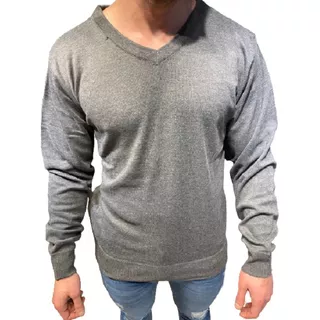 Sweater Hilo Hombre Escote V Liso Art 4304