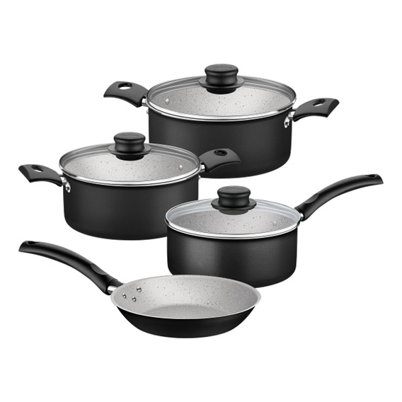 Batería De Cocina Tramontina Turim 20298/076 Con 7 Piezas Negro