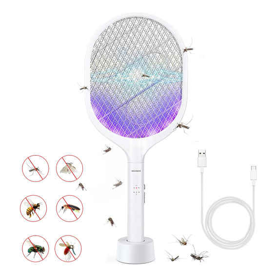 Raqueta Eléctrica Recargable Mata Moscas Y Mosquitos