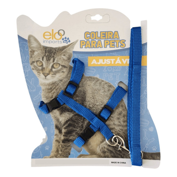 Cómodo collar de pecho ajustable para mascotas y gatos con guía de colores azules