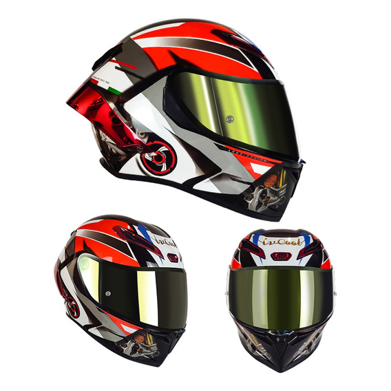 Casco Integral De Moto Con Gafas Polarizadas