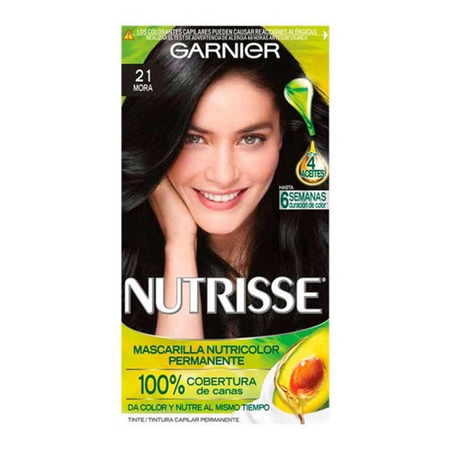 Kit Tinte Garnier  Nutrisse regular clasico Mascarilla nutricolor permanente tono 21 mora para cabello