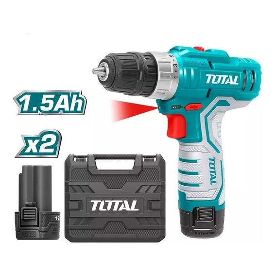 Taladro Atornillador Total 12v 2 Bat + Maletin 1350rpm