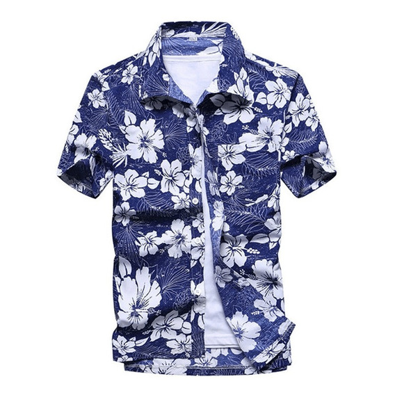 Camisa Casual Hawaiana Talla Grande Para Hombre Con Estampad