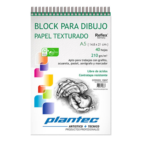 Block Plantec Dibujo Texturado C/esp.a5 210 Grs.x 40 H