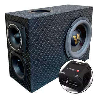 Caixa Som Trio Amplificada Automotiva Slim Sub 8 Pol 400w