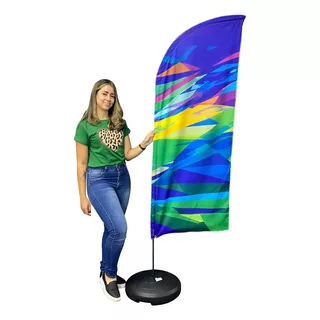 Wind Banner Dupla Face Flag 2m Kit Completo Personalizado 