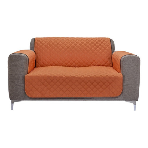 Protector De Sillon 2 Plazas Naranja  Modena Dos Vistas Liso