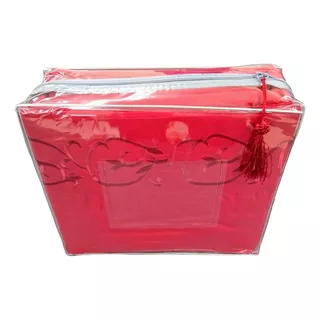 Juego De Sábanas Picaso Premium Cotton Touch Color Rojo Con Diseño Liso Para Colchón De 200cm X 160cm X 30cm
