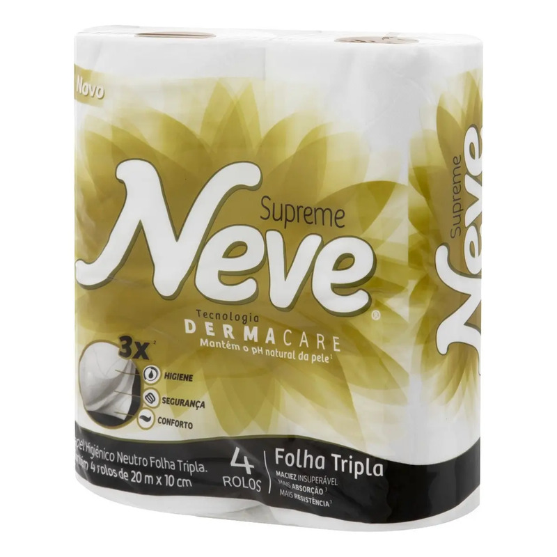 Papel Higiênico Folha Tripla 20 Metros Neve Com 4 Unidades Papel Higiênico Folha Tripla 20 Metros Neve Com 4 Unidades